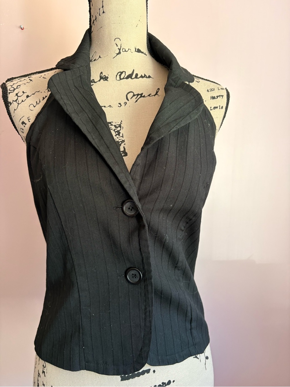 Joe Benbasset Black Pinstripe Sleeveless Halter Vest